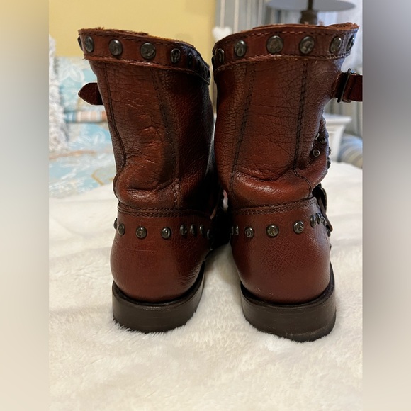 Frye Veronica cognac leather moto boots. - Picture 8 of 13